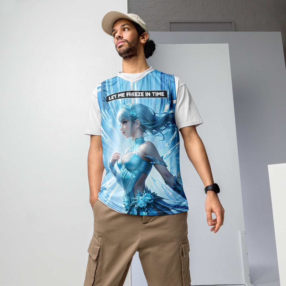 000 - Recycled Unisex Basketball Jersey Muscle Shirt - Let Me Freeze In Time - Simon Gravity & DJ Firewalker